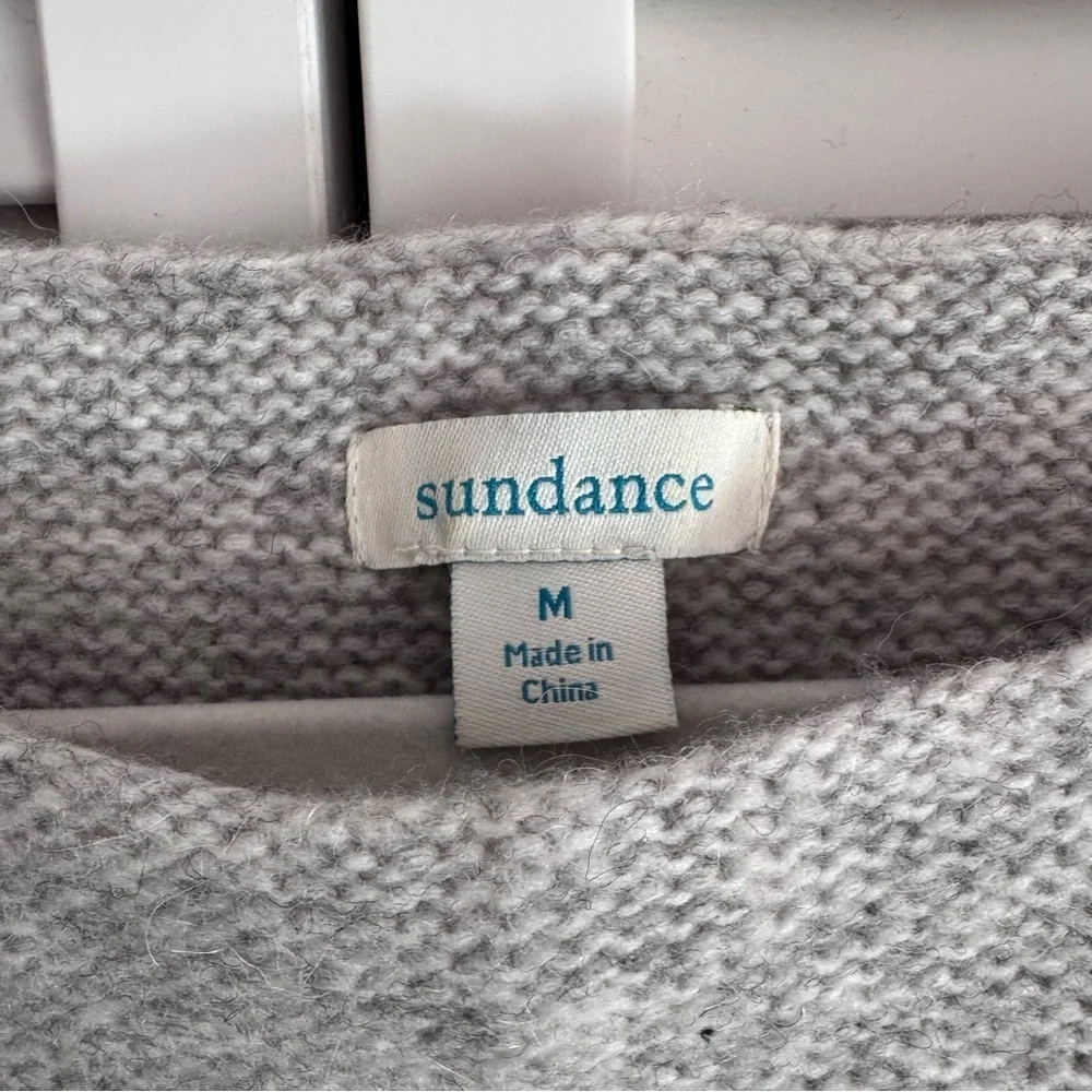 Sundance Wool Alpaca Blend Bell Sleeve Crew Neck Gray Sweater Size Medium